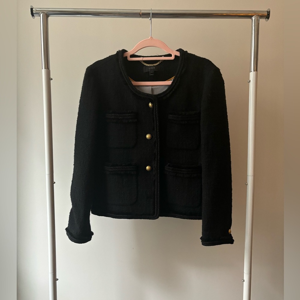 JCrew - Black Boucle Jacket with gold buttons - Size 14